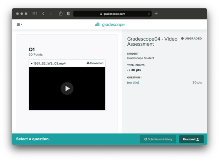 Screenshot of the Gradescope interface, checking the submission.