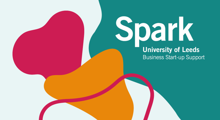 University of Leeds Spark logo - abstract colourful shapes overlaying one another with the letters S P A R K