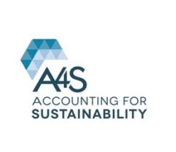 Accounting for Sustainability logo - the name of the organisation flanked by a half-hexagon of polygons in a blue gradient