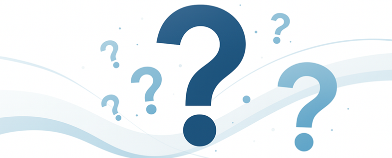 AI generated, blue question marks against a white background