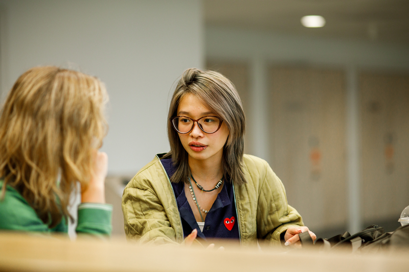 Students having a conversation